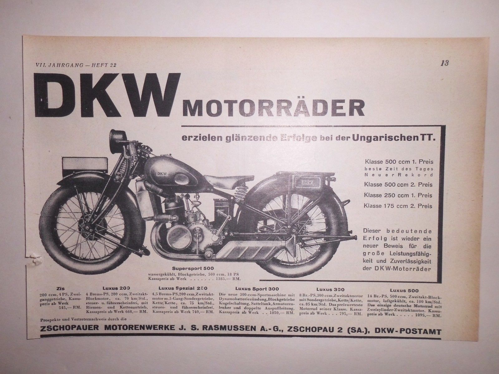 ORIGINAL-um-1930-MOTOR-SPORT-WERBUNG-DKW